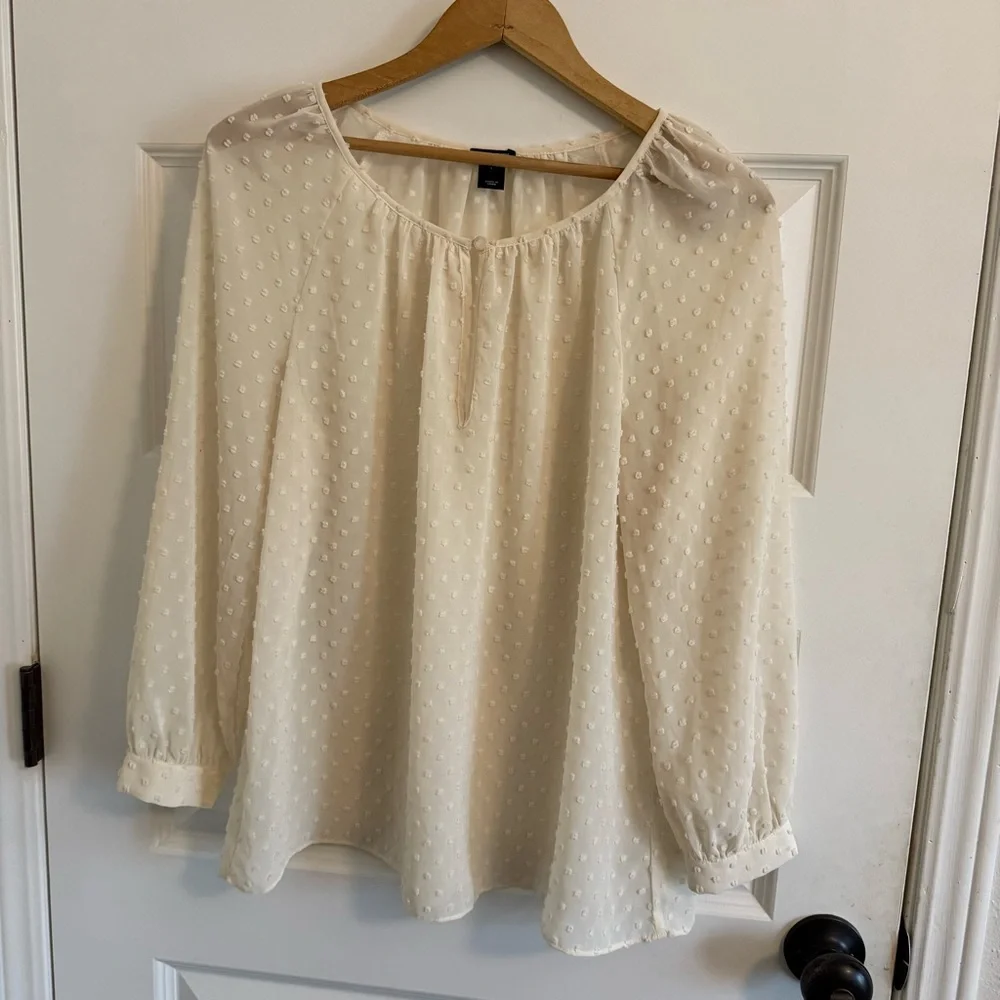 J. Crew Cream Swiss Dot